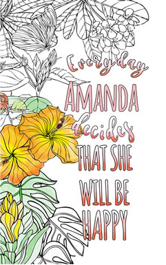 anti stress personalized book adult coloring with name exemple firstname Amanda 